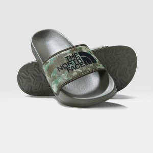 The North Face Base Camp Slides III Military Olive Stippled Camo Print - Tnf Black | UTZLFE-651