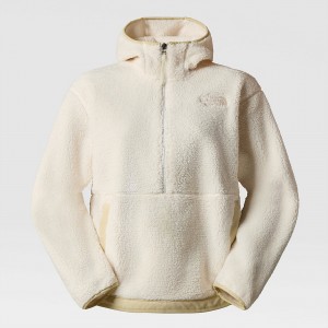 The North Face Campshire Fleece Hoodie Gardenia White - Gravel | JAXDPB-175