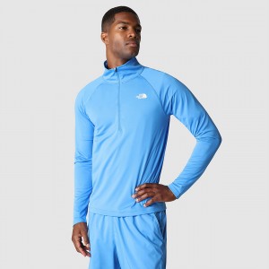 The North Face Flex II 1/4 Zip Long-Sleeve T-Shirt Super Sonic Blue | DSUQPW-142