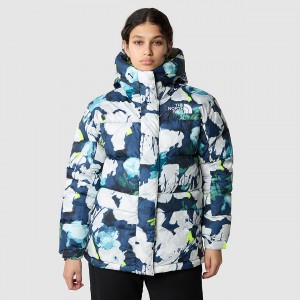 The North Face Himalayan Down Parka Summit Navy Abstract Floral Print | BFOKWZ-890