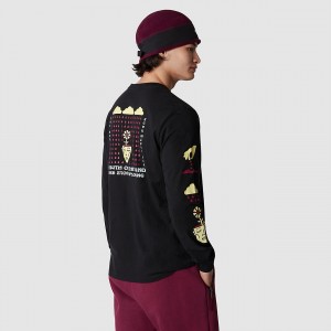 The North Face Long-Sleeve Brand Proud T-Shirt Tnf Black - Snow | CKJUZP-847