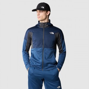 The North Face Mountain Athletics Full-Zip Fleece Hoodie Shady Blue - Summit Navy - Asphalt Grey | ZIFSND-397