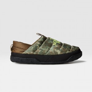 The North Face Nuptse Winter Mules Military Olive Stippled Camo Print/Led Yellow | WMOSYC-046