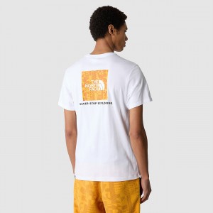 The North Face Redbox T-Shirt Tnf White - Summit Gold Irregular Geometry Print | QPMDWH-358