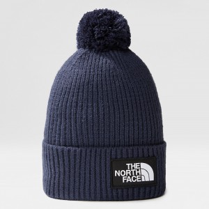 The North Face TNF Logo Box Pom Beanie Summit Navy | MOASPE-641