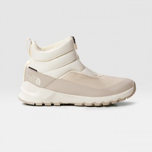 The North Face ThermoBall™ Progressive II Waterproof Zip-Up Winter Boots Gardenia White/Silver Grey | ESURJI-761