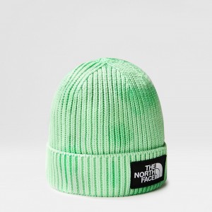 The North Face Tie Dye Logo Box Beanie Chlorophyll Green | MNZHSE-647