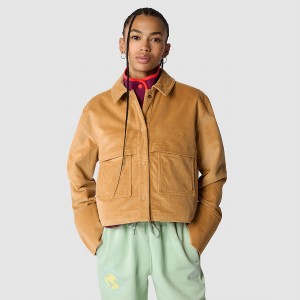 The North Face Utility Cord Shacket Almond Butter | KUCLAH-591