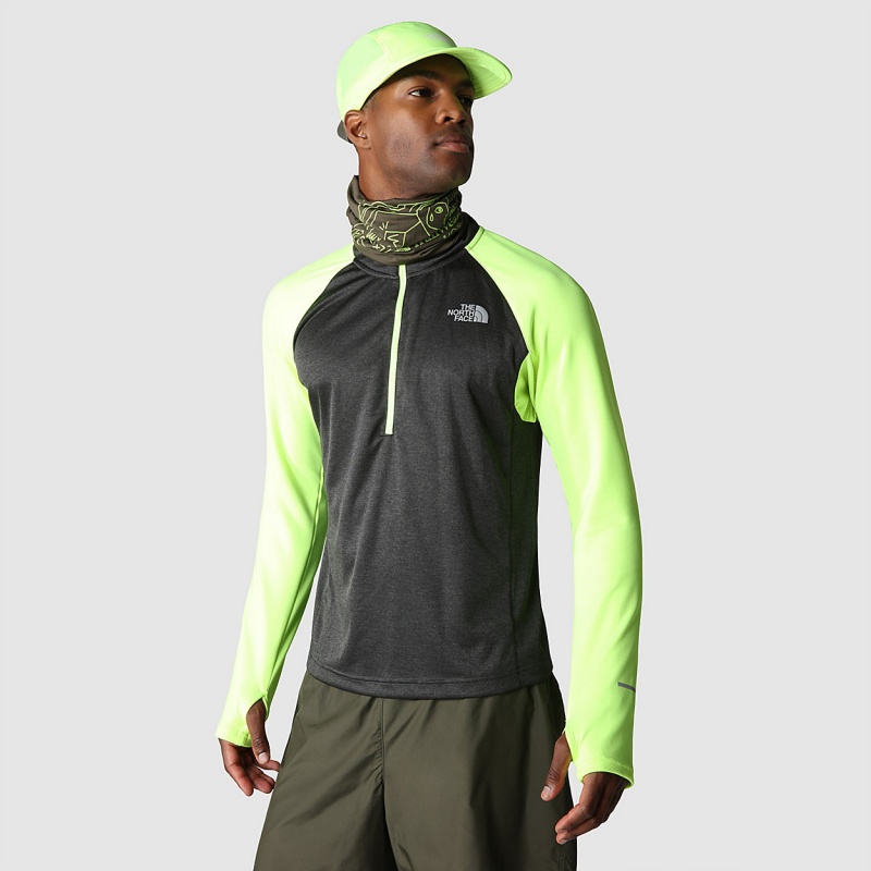 The North Face 1/4 Zip Run Fleece Led Yellow - Asphalt Grey | YDFBGN-523