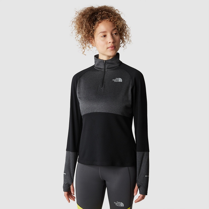 The North Face 1/4 Zip Run Fleece Tnf Black - Asphalt Grey | KJTOXE-397