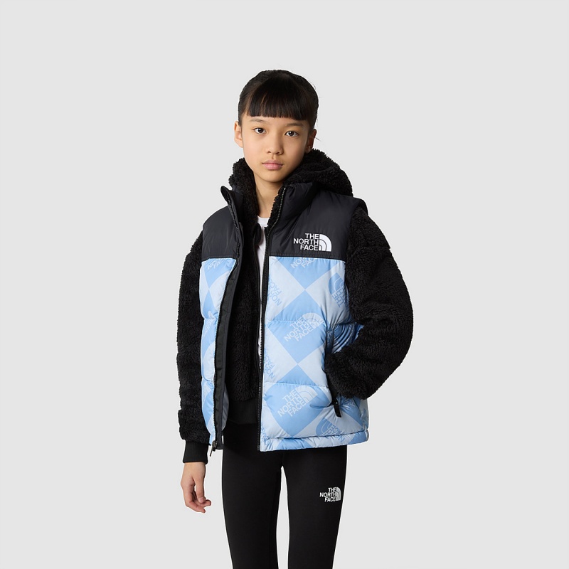 The North Face 1996 Retro Nuptse Gilet Dusty Periwinkle Logo Geometry Print | ZAUSBK-278