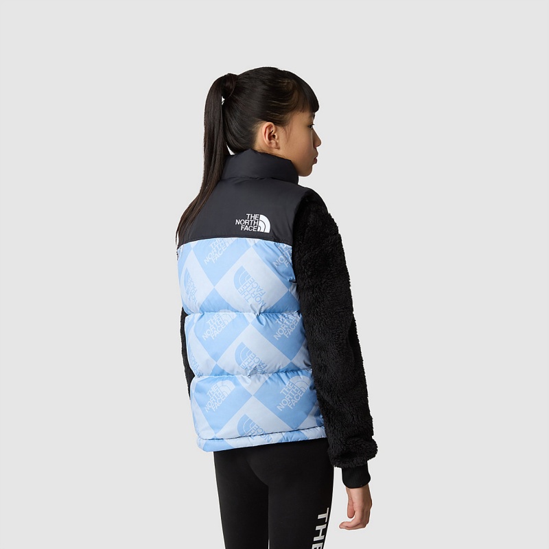 The North Face 1996 Retro Nuptse Gilet Dusty Periwinkle Logo Geometry Print | ZAUSBK-278