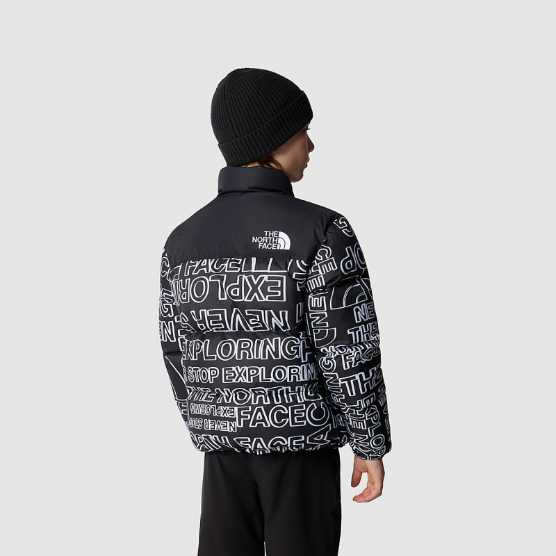 The North Face 1996 Retro Nuptse Jacket Tnf Black Tnf Marker Logo Print | GFRWAU-901