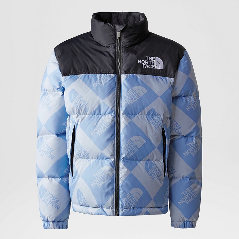 The North Face 1996 Retro Nuptse Jacket Dusty Periwinkle Logo Geometry Print | BDKAIM-581