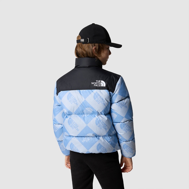 The North Face 1996 Retro Nuptse Jacket Dusty Periwinkle Logo Geometry Print | BDKAIM-581