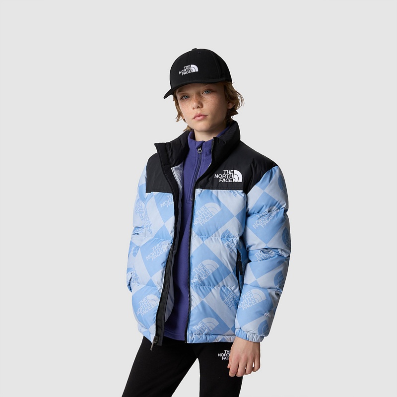 The North Face 1996 Retro Nuptse Jacket Dusty Periwinkle Logo Geometry Print | BDKAIM-581