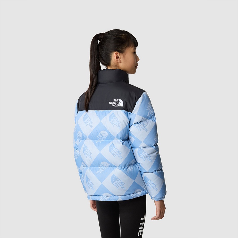 The North Face 1996 Retro Nuptse Jacket Dusty Periwinkle Logo Geometry Print | BDKAIM-581