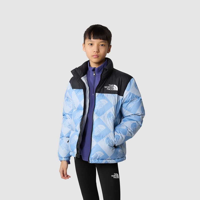 The North Face 1996 Retro Nuptse Jacket Dusty Periwinkle Logo Geometry Print | BDKAIM-581