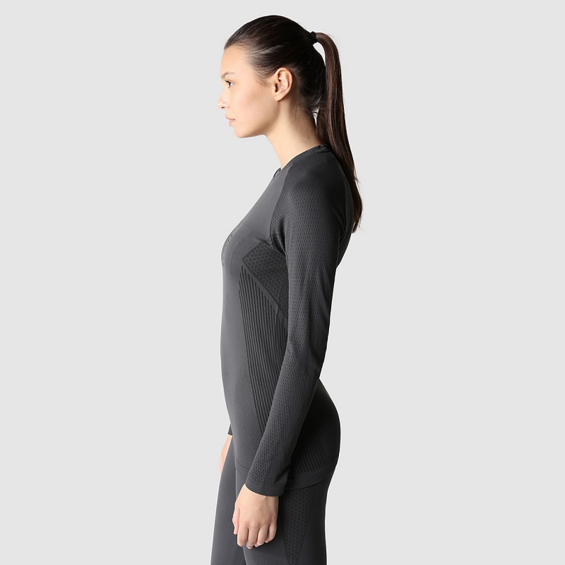 The North Face Active Long-Sleeve T-Shirt Asphalt Grey - Tnf Black | BMJVUZ-723