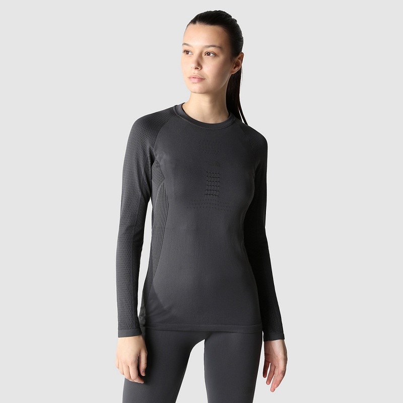 The North Face Active Long-Sleeve T-Shirt Asphalt Grey - Tnf Black | BMJVUZ-723