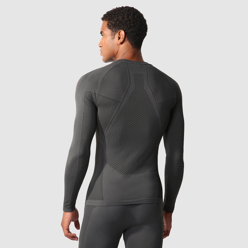 The North Face Active Long-Sleeve T-Shirt Asphalt Grey - Tnf Black | SZRJXW-938