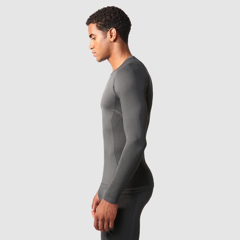 The North Face Active Long-Sleeve T-Shirt Asphalt Grey - Tnf Black | SZRJXW-938