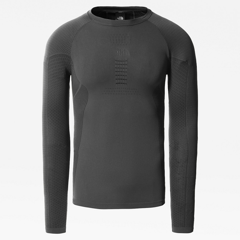 The North Face Active Long-Sleeve T-Shirt Asphalt Grey - Tnf Black | SZRJXW-938