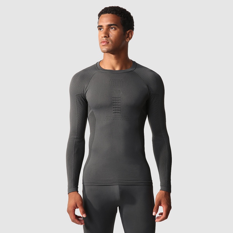 The North Face Active Long-Sleeve T-Shirt Asphalt Grey - Tnf Black | SZRJXW-938