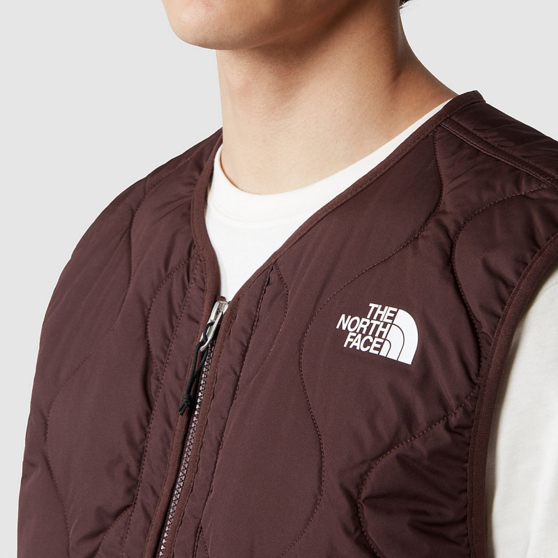 The North Face Ampato Quilted Gilet Coal Brown | UOHDYQ-741