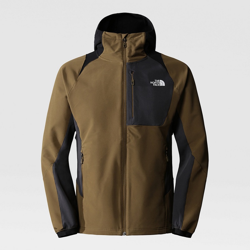 The North Face Athletic Outdoor Softshell Hoodie Military Olive - Asphalt Grey - Tnf Black | DKJNWM-473