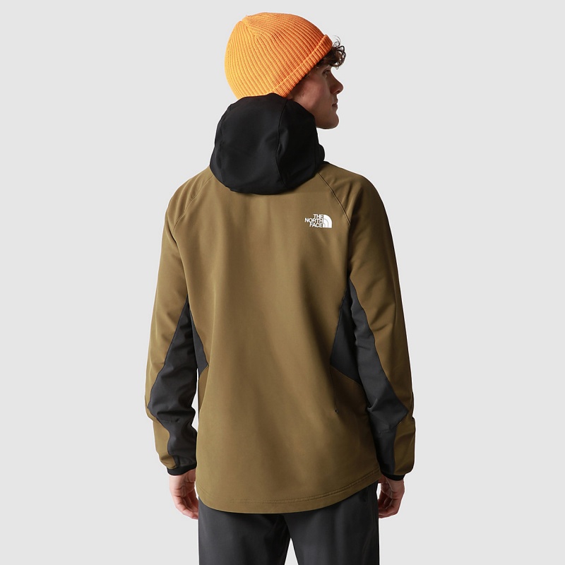 The North Face Athletic Outdoor Softshell Hoodie Military Olive - Asphalt Grey - Tnf Black | DKJNWM-473