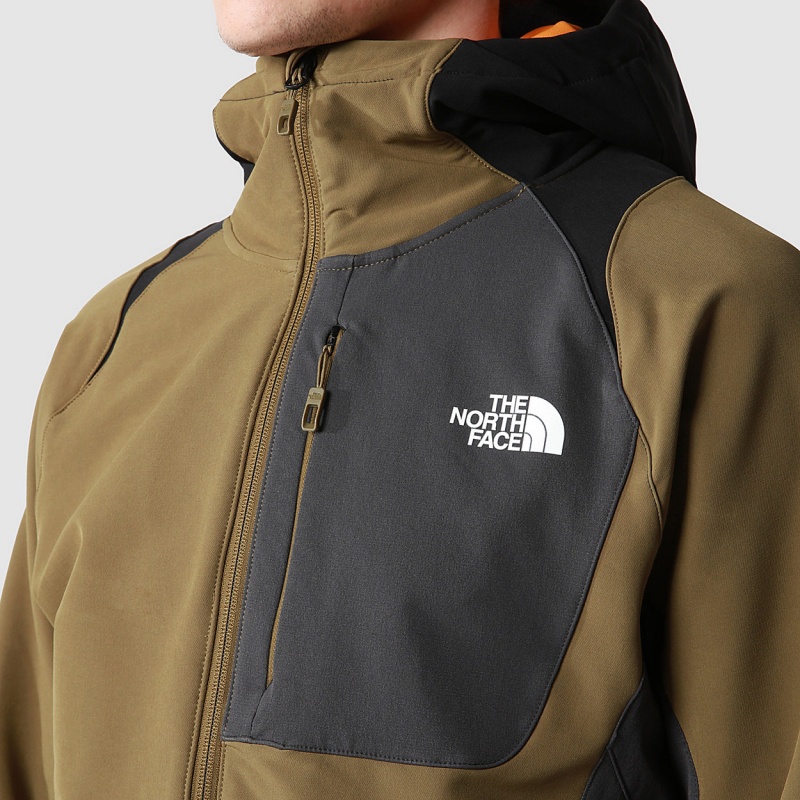 The North Face Athletic Outdoor Softshell Hoodie Military Olive - Asphalt Grey - Tnf Black | DKJNWM-473