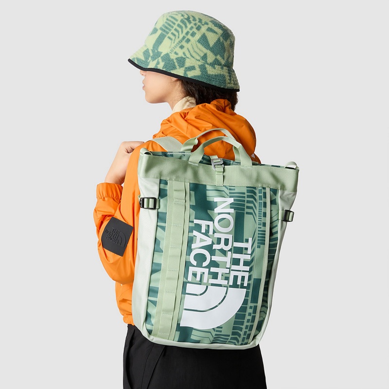 The North Face Base Camp Tote Bag Misty Sage Irregular Geometry Print - Dark Sage | FZLEMH-470