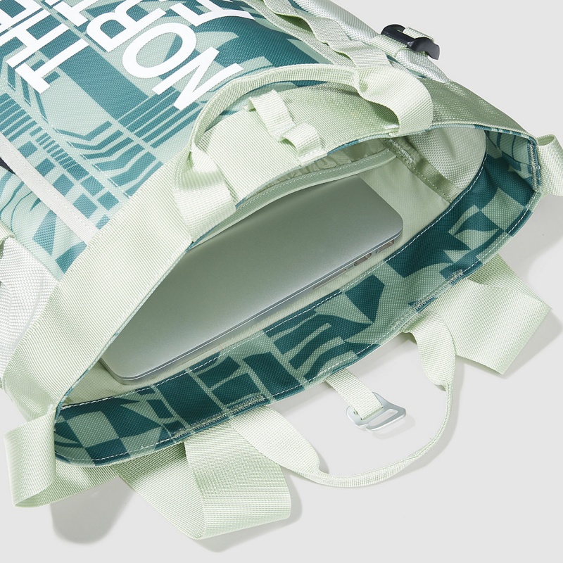 The North Face Base Camp Tote Bag Misty Sage Irregular Geometry Print - Dark Sage | FZLEMH-470