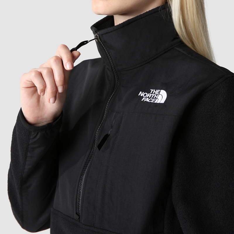 The North Face Cropped Denali Fleece Jacket Tnf Black | GJEQBL-631