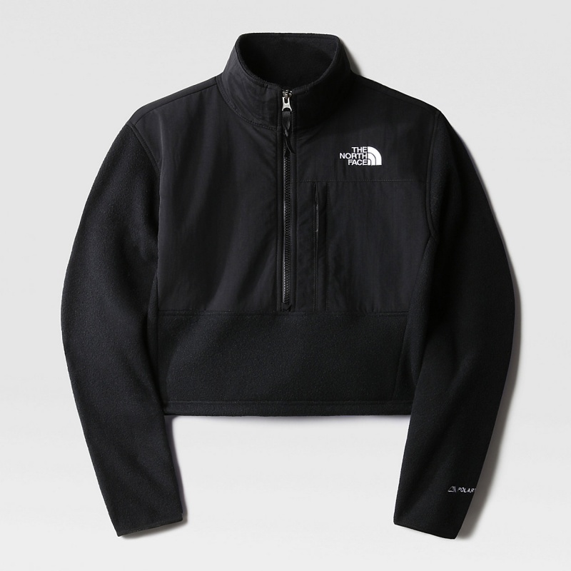 The North Face Cropped Denali Fleece Jacket Tnf Black | GJEQBL-631