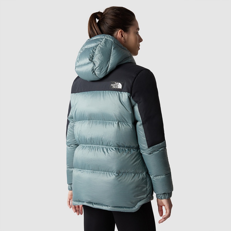 The North Face Diablo Down Hooded Jacket Powder Teal - Tnf Black | VWBUZI-329