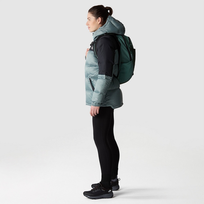 The North Face Diablo Down Hooded Jacket Powder Teal - Tnf Black | VWBUZI-329