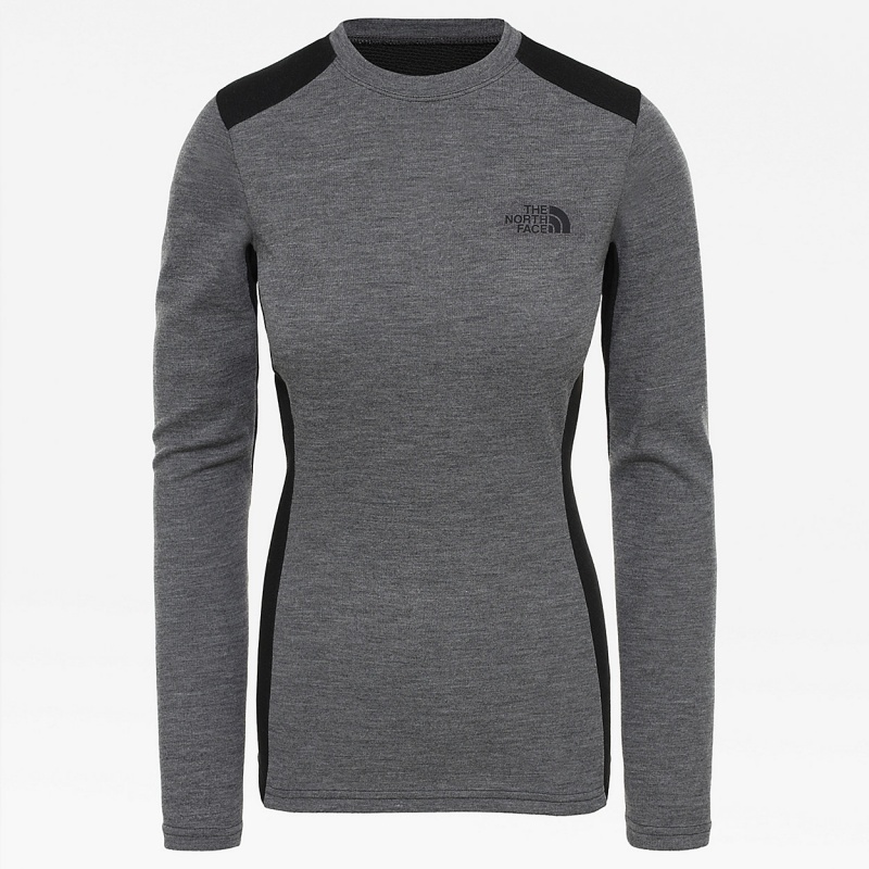 The North Face Easy Long-Sleeve Top Tnf Medium Grey Heather - Tnf Black | EWKYSD-914