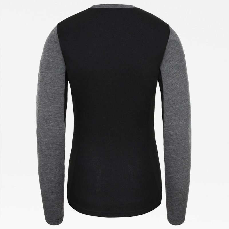 The North Face Easy Long-Sleeve Top Tnf Medium Grey Heather - Tnf Black | EWKYSD-914