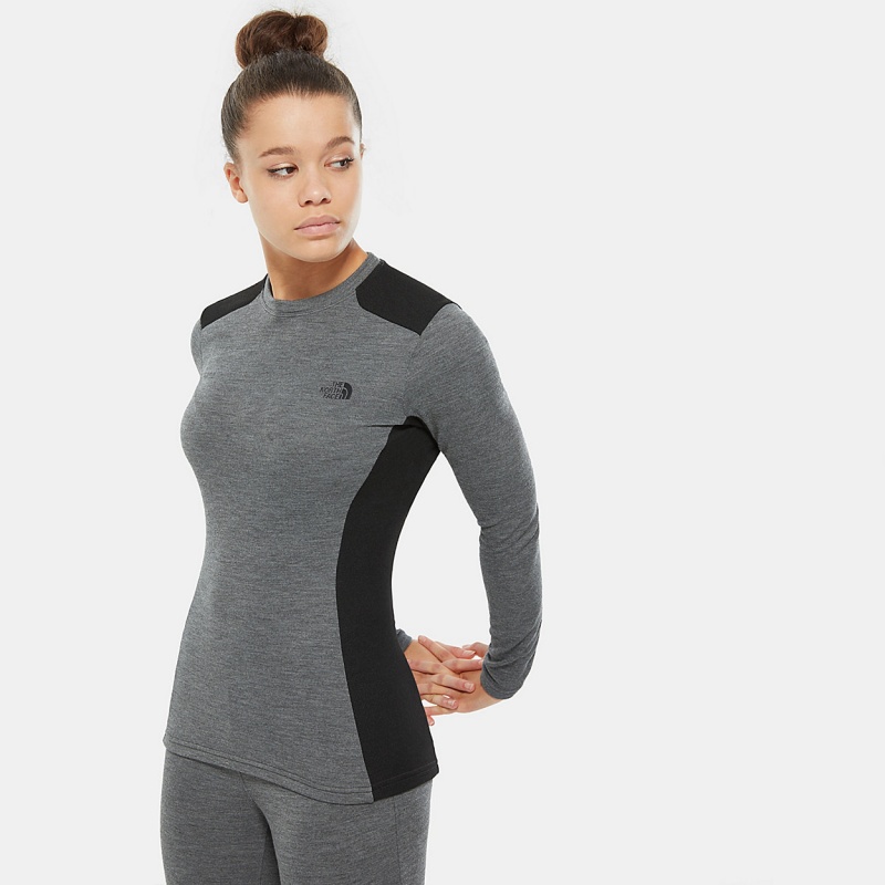 The North Face Easy Long-Sleeve Top Tnf Medium Grey Heather - Tnf Black | EWKYSD-914