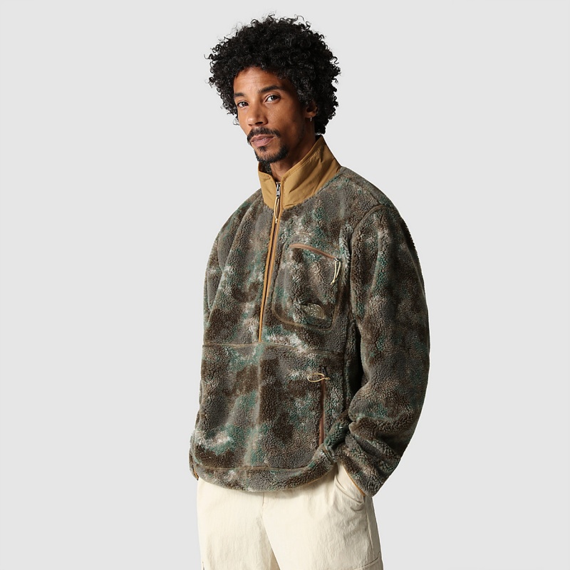 The North Face Extreme Pile Pullover Military Olive Stippled Camo Print | LUMIZT-051