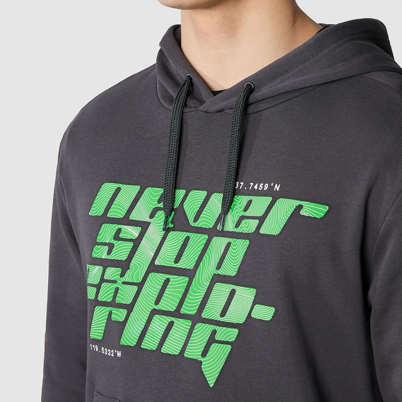 The North Face Graphic Hoodie Asphalt Grey | SKHWIB-107