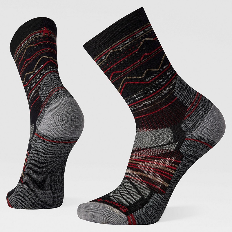 The North Face Hike Light Cushion Mountain Range Pattern Crew Socks Black | CYXAUO-874