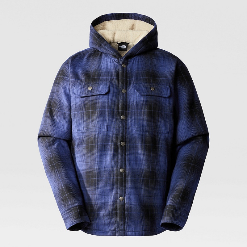 The North Face Hooded Campshire Shirt Jacket Tnf Black Medium Half Dome Shadow Plaid | DNAYQR-857