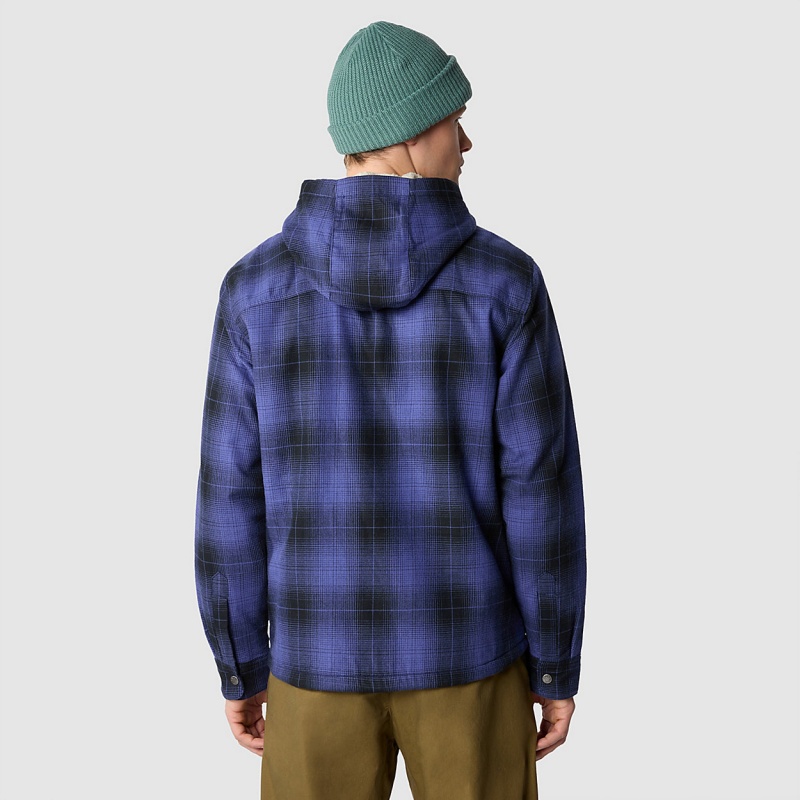 The North Face Hooded Campshire Shirt Jacket Tnf Black Medium Half Dome Shadow Plaid | DNAYQR-857