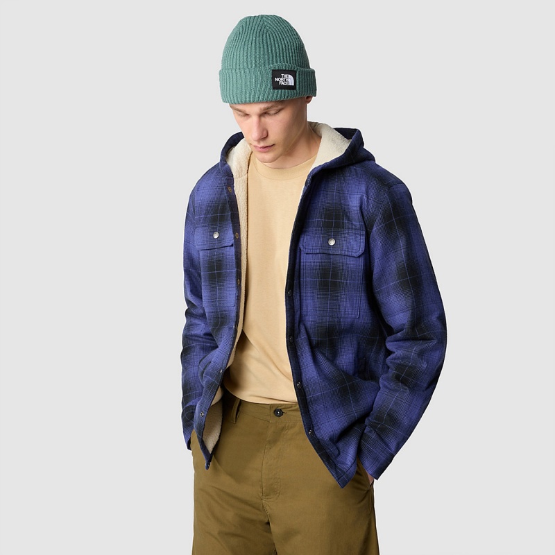 The North Face Hooded Campshire Shirt Jacket Tnf Black Medium Half Dome Shadow Plaid | DNAYQR-857