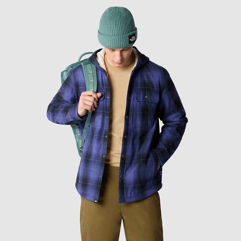 The North Face Hooded Campshire Shirt Jacket Tnf Black Medium Half Dome Shadow Plaid | DNAYQR-857