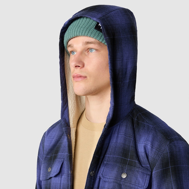 The North Face Hooded Campshire Shirt Jacket Tnf Black Medium Half Dome Shadow Plaid | DNAYQR-857