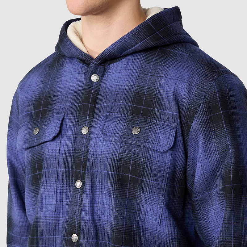 The North Face Hooded Campshire Shirt Jacket Tnf Black Medium Half Dome Shadow Plaid | DNAYQR-857